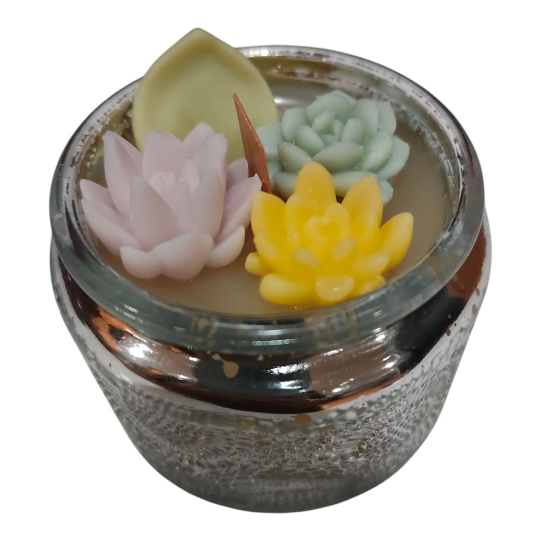 Succulent Candle in a glass container(Lemon Blueberry Crumble Favor)