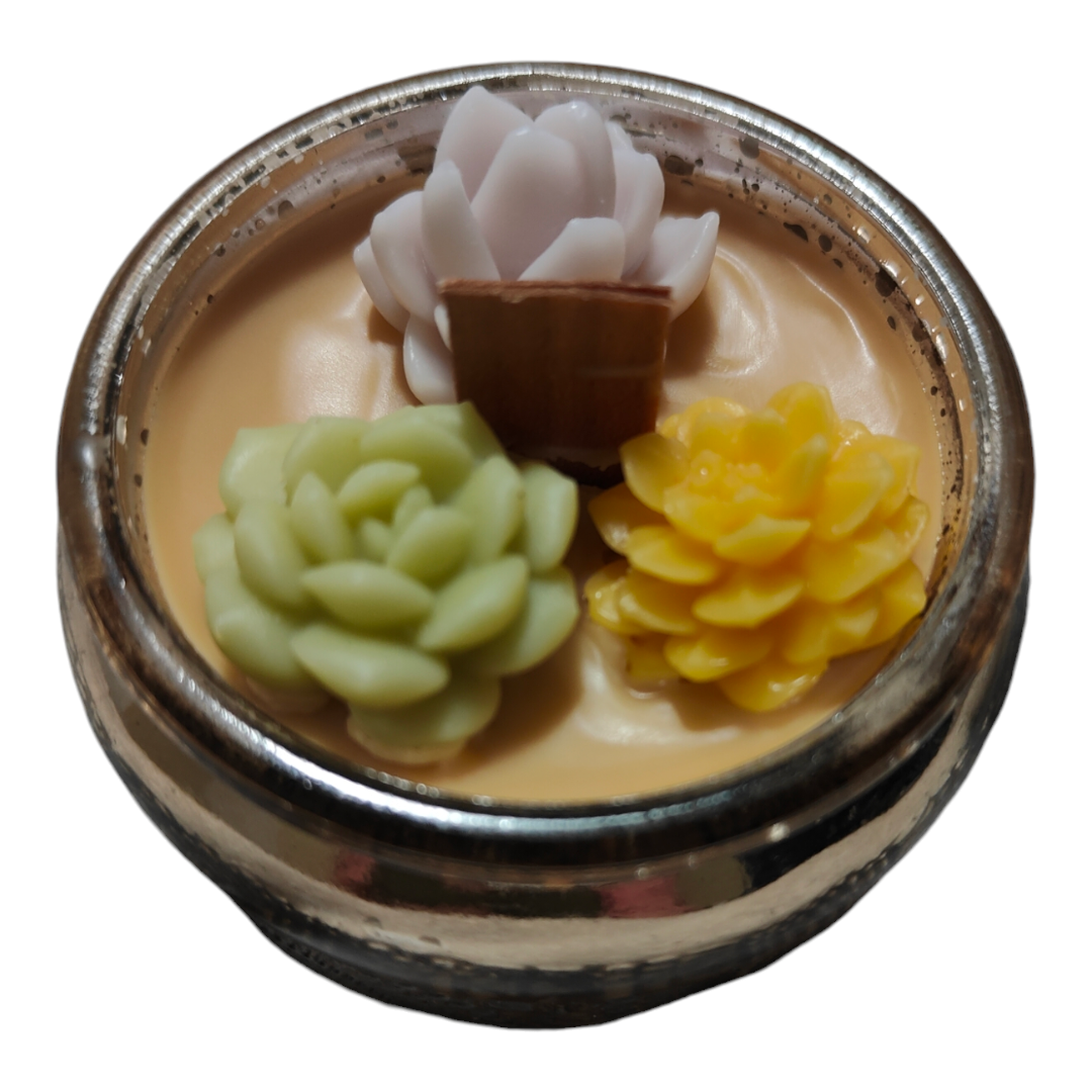 Succulent Candle in a glass container(Banana Nut Bread Favor)